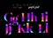 Colorful Bright Neon Typeset. Electric Pink, Purple, Blue Colors