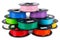 Colorful bright stack pile of spool 3d printer filament