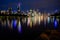 Colorful Brisbane River City Night Lights and Sky Scrapers