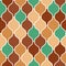 Colorful brown and green arabic traditional quatrefoil seamless pattern, vector