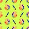 Colorful brush and palette artist\'s equipment seamless pattern vector