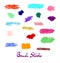 Colorful brush stroke set. Red, green, blue, teal, yellow, violet, color brush stroke