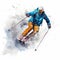 Colorful Brushstrokes: A Skier\\\'s Adventure On Powdery White