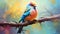 Colorful Brushwork: Free Hd Wallpaper Of Birds In Pastel Painting Style