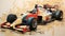 Colorful Brushwork: Hyperrealistic Racing Car Painting On Cream