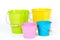 Colorful buckets/pails.