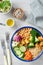 Colorful buddha bowl, healthy vegetarian salad