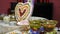 colorful buffet table with fruit desserts and marshmallow beautiful decoration food design heart shape concept holiday