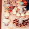 Colorful buffet table with macaroons and cakes