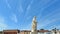 Colorful buildings, architecture and old facade with blue sky in Padua Veneto, italy