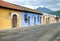 Colorful buildings cobble stone streets