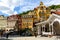 Colorful buildings and The Market Colonnade