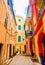 Colorful buildings in Monterosso in Cinque Terre, Italy on an overcast day.