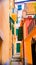 Colorful buildings in Monterosso in Cinque Terre, Italy on an overcast day.