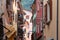 colorful buildings in a narrow alley,Malcesine, Lago di Garda, Italy