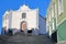 Colorful buildings in the old town of Aljezur with Misericordia church, Costa Vicentina, Algarve