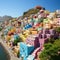 Colorful buildings under a clear blue sky