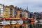 Colorful bulding and waterfront of Honfleur harbor in Normandy, France.