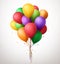 Colorful Bunch of Birthday Balloons Flying for Party and Celebrations