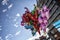 Colorful bunch of flying balloons during Nice carnival time