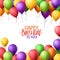 Colorful Bunch of Happy Birthday Balloons Flying for Party