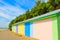 Colorful bungalows on the beach of Folkestone England