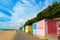 Colorful bungalows on the beach of Folkestone England