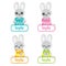 Colorful bunny girls suitable for kid name tag set design