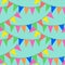 Colorful bunting party flags seamless pattern vector.