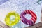 colorful buoy in a swimming pool in summer