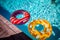 colorful buoy in a swimming pool in summer