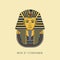 Colorful  Burial Mask Illustration Egyptian golden pharaohs mask icon flat isolated on background