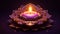 A colorful burning candle on the red background, in the style of richly detailed art nouveau