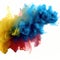 Colorful Burst - Multiple colorful smoke powder explosion fluid ink particles slow motion with Generative AI