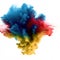 Colorful Burst - Multiple colorful smoke powder explosion fluid ink particles slow motion with Generative AI