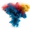 Colorful Burst - Multiple colorful smoke powder explosion fluid ink particles slow motion with Generative AI