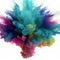 Colorful Burst - Multiple colorful smoke powder explosion fluid ink particles slow motion with Generative AI