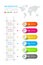 Colorful business rectangle labels shape infographic vertical bar with stairs step.