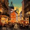 Colorful and Bustling Street in Vienna with Vibrant Nightlife