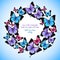 Colorful butterflies circle frame pattern