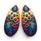 a colorful butterfly with blue and orange feathers on it\\\'s wings and a black and blue tail with blue