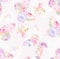 Colorful butterfly decorated with flowers, Seamless pattern.