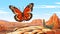 Colorful Butterfly In The Desert: Realistic Perspective Coloring Page