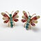 Colorful Butterfly Earrings With Gold Plated Stones From Burma