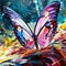 Colorful butterfly on a grunge background. Digital painting, illustration. Generative Ai