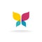 Colorful butterfly logo. Overlay transparent sheets style.