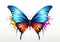 A colorful butterfly unfolding its wings on a whimsical white backdrop. Generative Ai