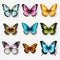 Colorful Butterfly Vector Collection: Realistic Portrayal Of Light And Shadow