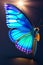 A colorful butterfly with wings, black background - Ai Generated