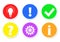 Colorful buttons with Question, Work, Idea, Info, Ok & Answer, s